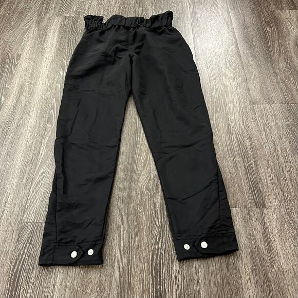 EUC RtA Leon Black Paperbag Waist Zip Ankle Pants S Small Jogger Trousers Silver - Picture 16 of 16